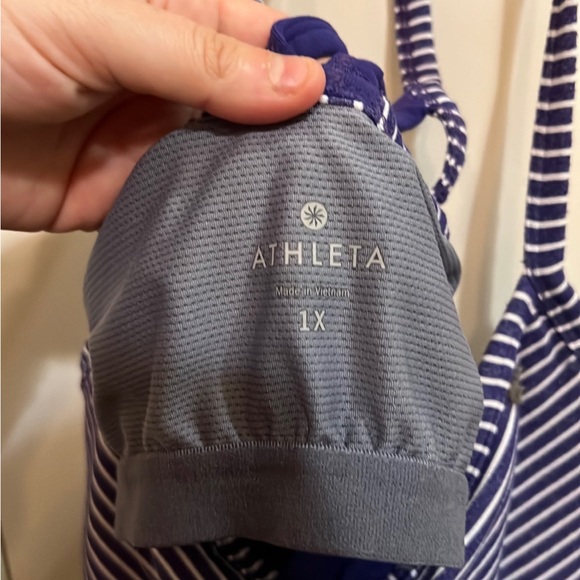 Athleta Women's Fulfillment Purple White Stripe Workout Tank size 1X - Picture 3 of 5